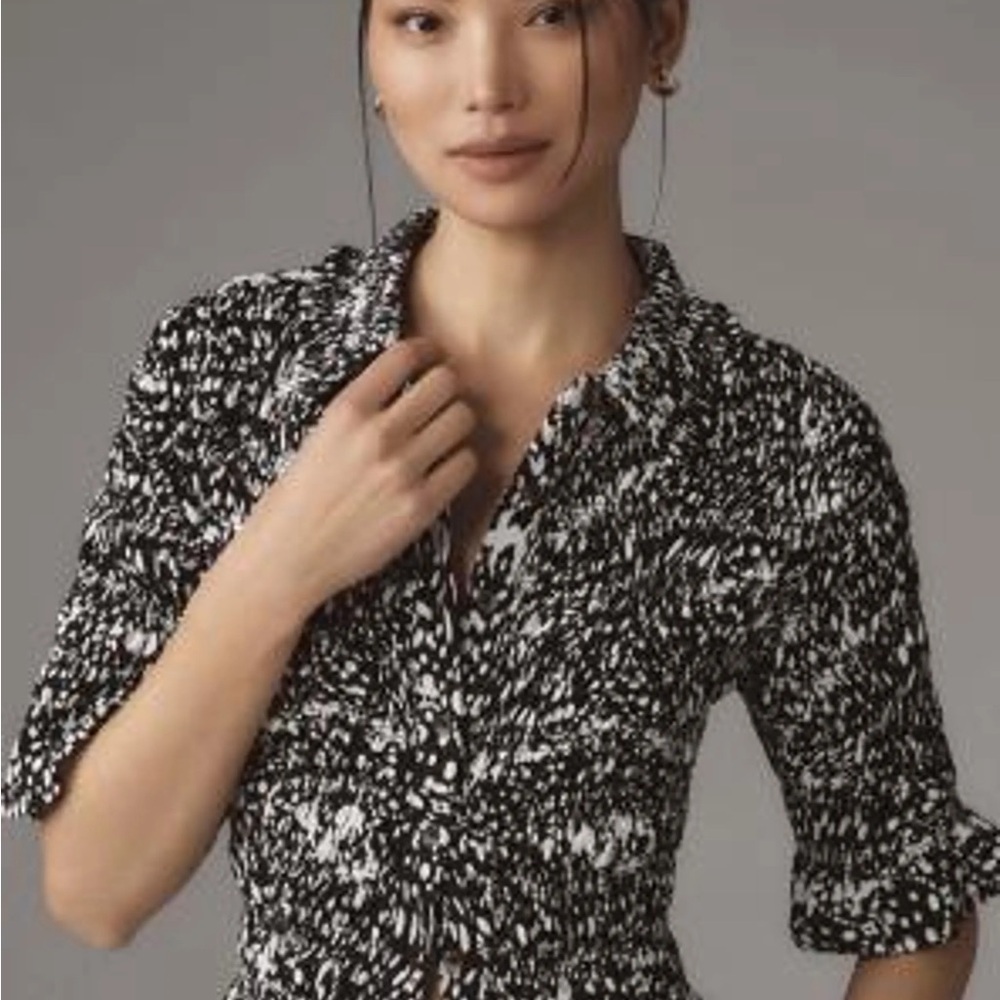 Maeve Black and White Patterned Blouse